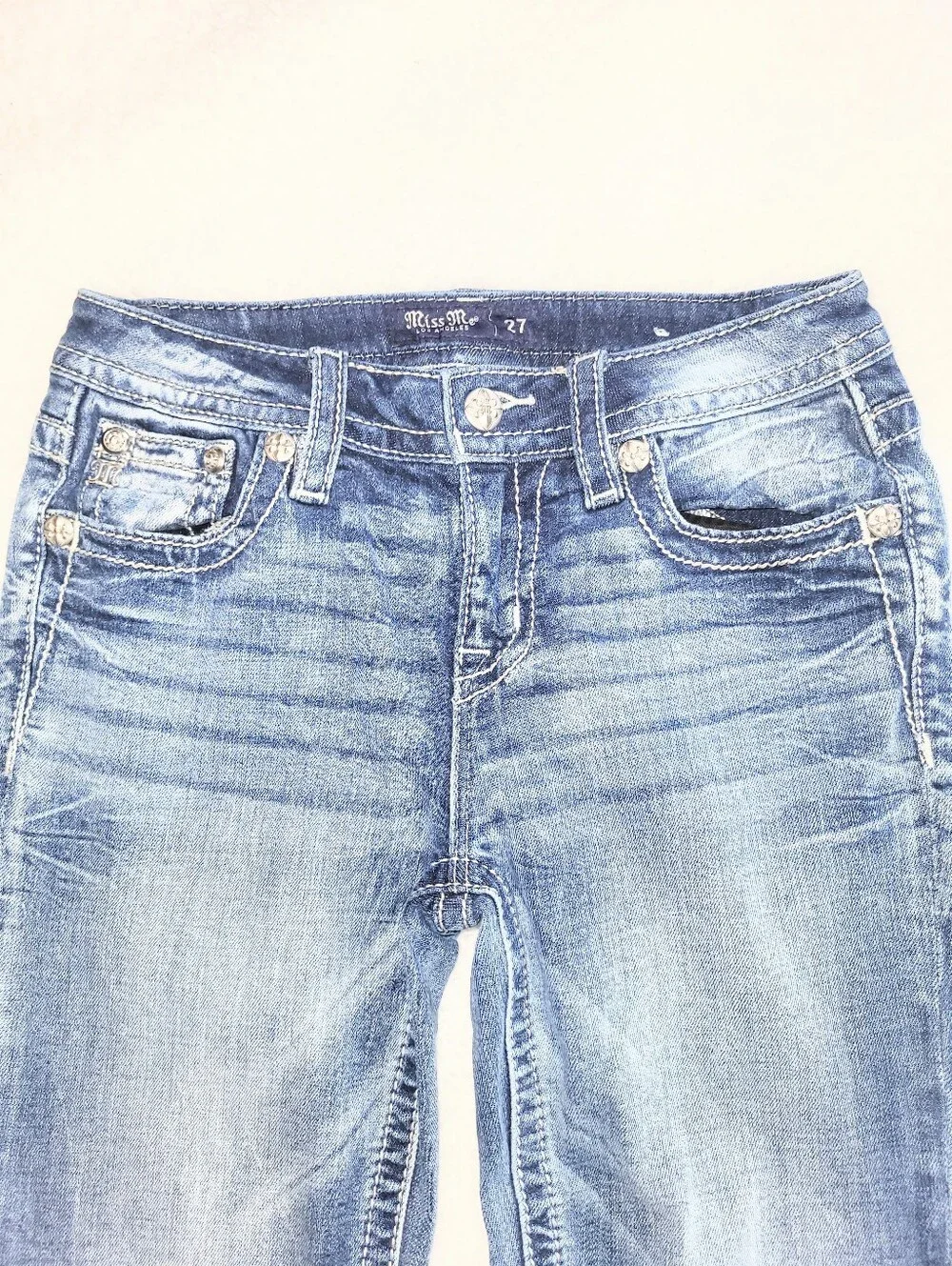 NWOT Miss Me Rare Cowboy Western Theme Premium Denim Jeans Tailor Boot Size 27 - Picture 9 of 16